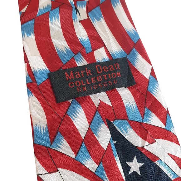 Patriotic American Flag Vintage Necktie Mark Dean Collection Holiday Red Blue - Picture 4 of 5